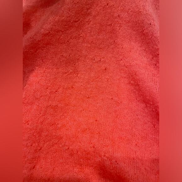 St. John Mohair, Alpaca, Silk Coral Pink Drape Oversized Burnout Sweater- Medium - Picture 7 of 13